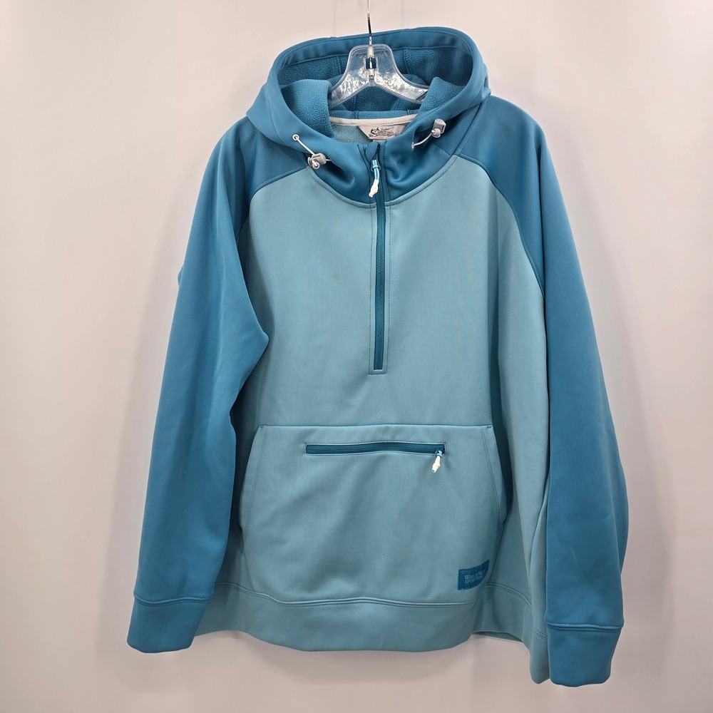 World Wide Sportsman Hoodie Womens 2XL Blue Colorblock Quarter Zip Pullover